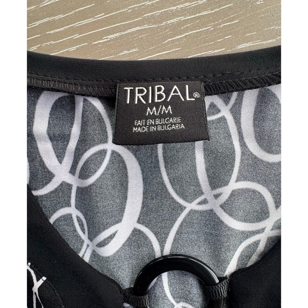 Tribal Sporty Tennis Golf Mini Black White Geometric Circle O-Ring Dress M - Picture 2 of 7